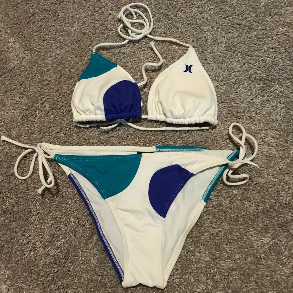 Hurley Purple, White & Teal string bikini